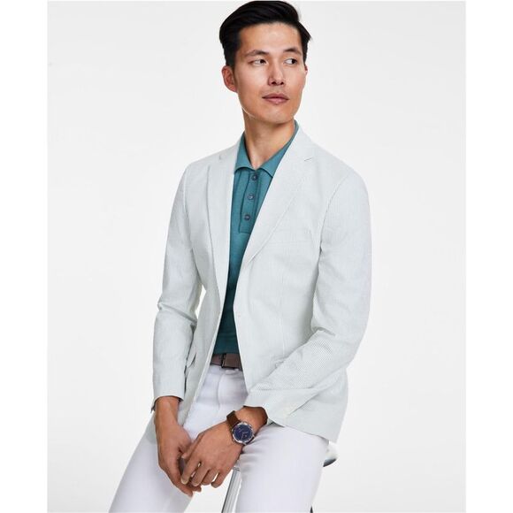 Tommy Hilfiger Mens Seersucker Two Button Blazer Jacket, Green, NWT - Picture 1 of 1